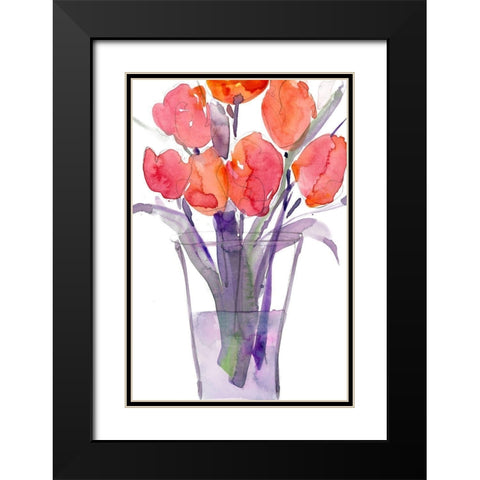 My Red Tulips II Black Modern Wood Framed Art Print with Double Matting by Dixon, Samuel
