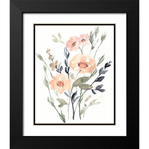 Peach and Paynes Bouquet I Black Modern Wood Framed Art Print with Double Matting by Goldberger, Jennifer