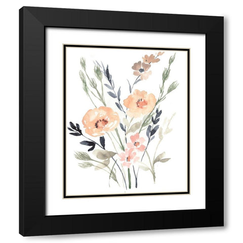 Peach and Paynes Bouquet II Black Modern Wood Framed Art Print with Double Matting by Goldberger, Jennifer