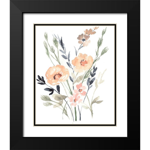 Peach and Paynes Bouquet II Black Modern Wood Framed Art Print with Double Matting by Goldberger, Jennifer