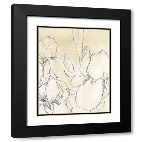 Iris Garden Sketch I Black Modern Wood Framed Art Print with Double Matting by Vess, June Erica