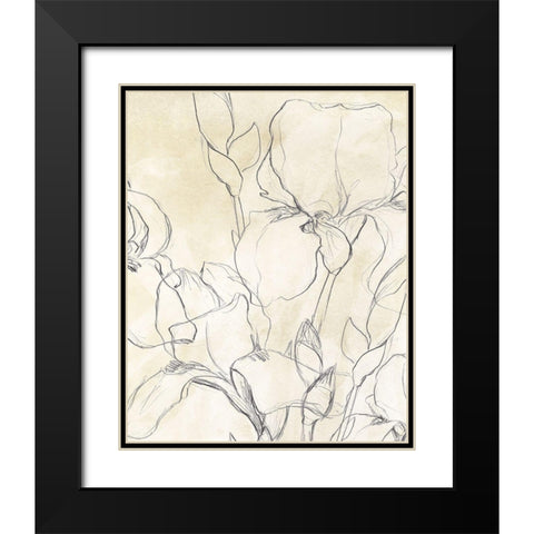 Iris Garden Sketch II Black Modern Wood Framed Art Print with Double Matting by Vess, June Erica