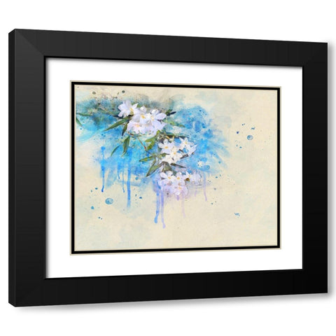 White Blossoms Black Modern Wood Framed Art Print with Double Matting by Vest, Chris