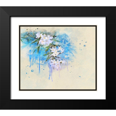 White Blossoms Black Modern Wood Framed Art Print with Double Matting by Vest, Chris