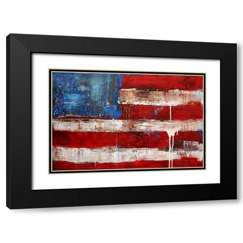 Ashley American Flag Black Modern Wood Framed Art Print with Double Matting by Ashley, Erin
