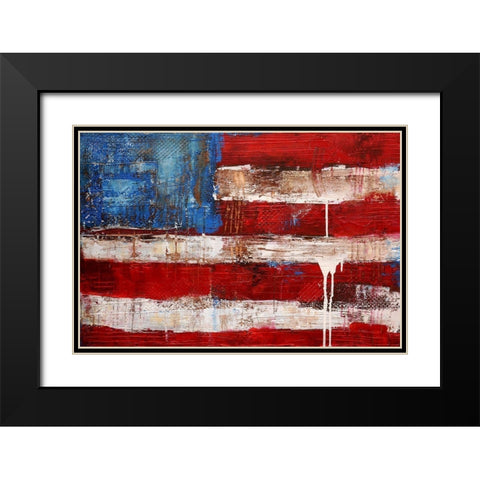 Ashley American Flag Black Modern Wood Framed Art Print with Double Matting by Ashley, Erin