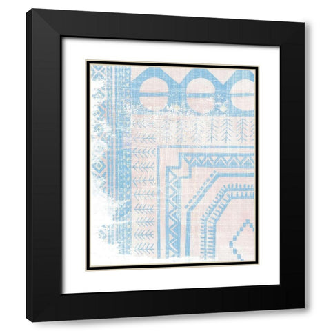 Baby Blue Textile I Black Modern Wood Framed Art Print with Double Matting by Wang, Melissa