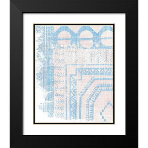 Baby Blue Textile I Black Modern Wood Framed Art Print with Double Matting by Wang, Melissa