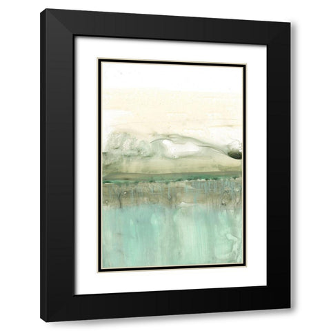 Minty Horizon II Black Modern Wood Framed Art Print with Double Matting by Goldberger, Jennifer