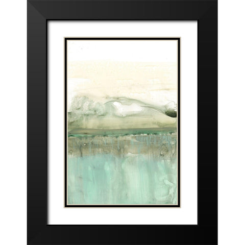 Minty Horizon II Black Modern Wood Framed Art Print with Double Matting by Goldberger, Jennifer