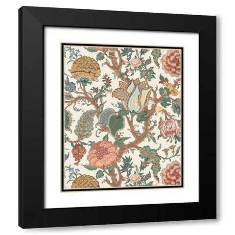 Pastel Jacobean Floral I Black Modern Wood Framed Art Print with Double Matting by Baxter Mill Archive