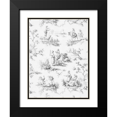 Toile Design in Grey Black Modern Wood Framed Art Print with Double Matting by Baxter Mill Archive