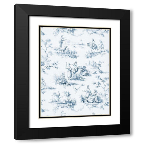 Toile Design in Blue Black Modern Wood Framed Art Print with Double Matting by Baxter Mill Archive