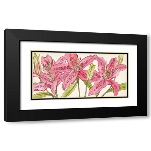 Pink Lilies I Black Modern Wood Framed Art Print with Double Matting by Wang, Melissa