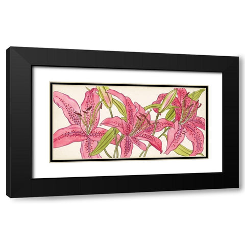 Pink Lilies II Black Modern Wood Framed Art Print with Double Matting by Wang, Melissa