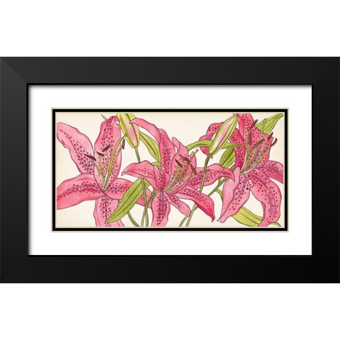 Pink Lilies II Black Modern Wood Framed Art Print with Double Matting by Wang, Melissa