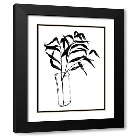 Sumi-e Bamboo I Black Modern Wood Framed Art Print with Double Matting by Goldberger, Jennifer