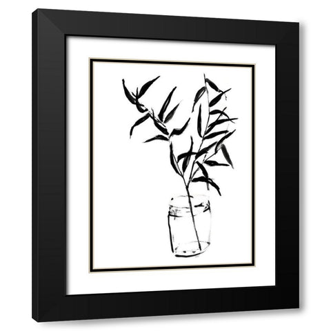 Sumi-e Bamboo II Black Modern Wood Framed Art Print with Double Matting by Goldberger, Jennifer