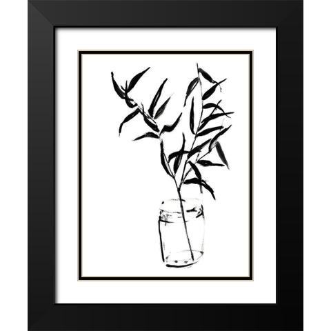 Sumi-e Bamboo II Black Modern Wood Framed Art Print with Double Matting by Goldberger, Jennifer