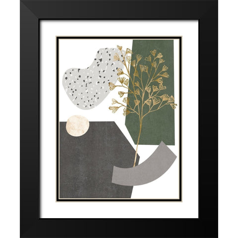 Gold Ginkgo I Black Modern Wood Framed Art Print with Double Matting by Wang, Melissa