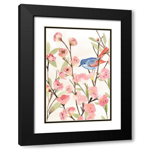 Cherry Blossom Perch II Black Modern Wood Framed Art Print with Double Matting by Warren, Annie