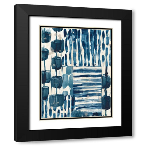 Indigo Patchwork III Black Modern Wood Framed Art Print with Double Matting by Vess, June Erica