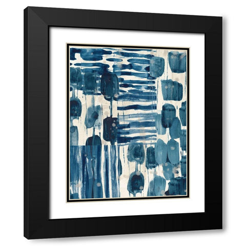 Indigo Patchwork IV Black Modern Wood Framed Art Print with Double Matting by Vess, June Erica