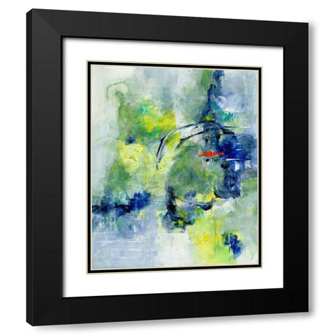 Springtime Abstract I Black Modern Wood Framed Art Print with Double Matting by Combs, Joyce