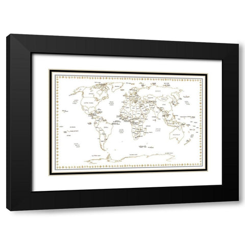 World Schematic Black Modern Wood Framed Art Print with Double Matting by Wang, Melissa