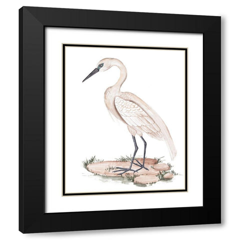 A White Heron I Black Modern Wood Framed Art Print with Double Matting by Wang, Melissa