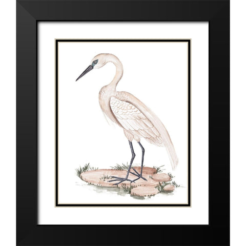 A White Heron I Black Modern Wood Framed Art Print with Double Matting by Wang, Melissa