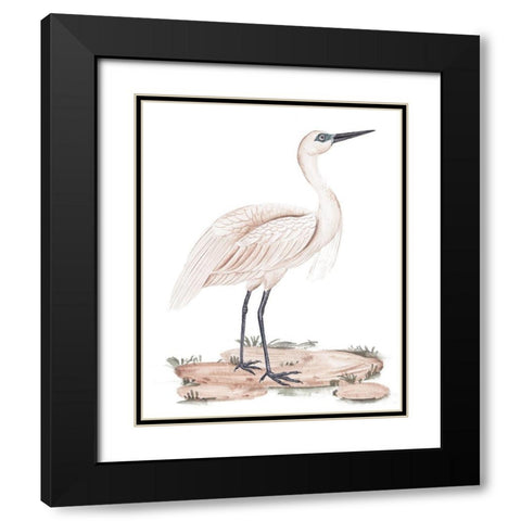 A White Heron II Black Modern Wood Framed Art Print with Double Matting by Wang, Melissa