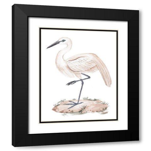 A White Heron III Black Modern Wood Framed Art Print with Double Matting by Wang, Melissa