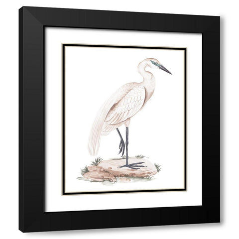 A White Heron IV Black Modern Wood Framed Art Print with Double Matting by Wang, Melissa