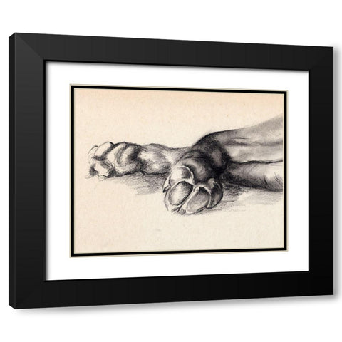 Charcoal Paws I Black Modern Wood Framed Art Print with Double Matting by Parker, Jennifer Paxton