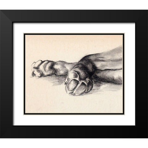 Charcoal Paws I Black Modern Wood Framed Art Print with Double Matting by Parker, Jennifer Paxton