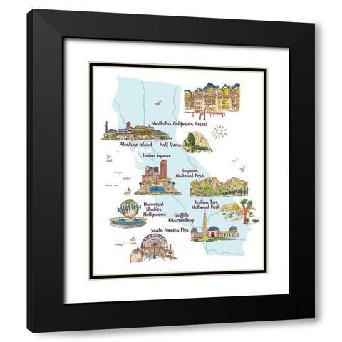 Going to California I Black Modern Wood Framed Art Print with Double Matting by Wang, Melissa