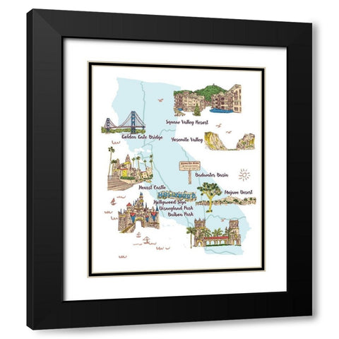 Going to California II Black Modern Wood Framed Art Print with Double Matting by Wang, Melissa