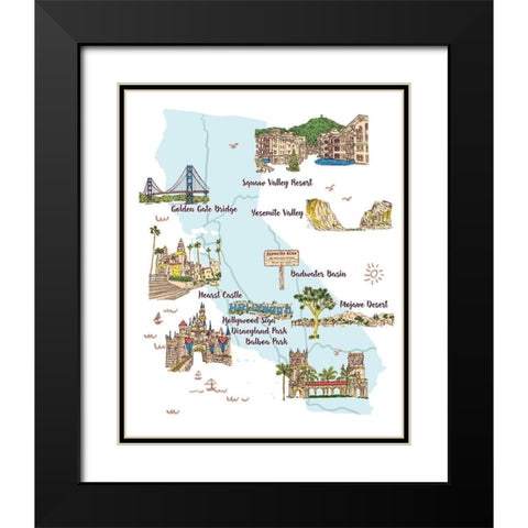 Going to California II Black Modern Wood Framed Art Print with Double Matting by Wang, Melissa