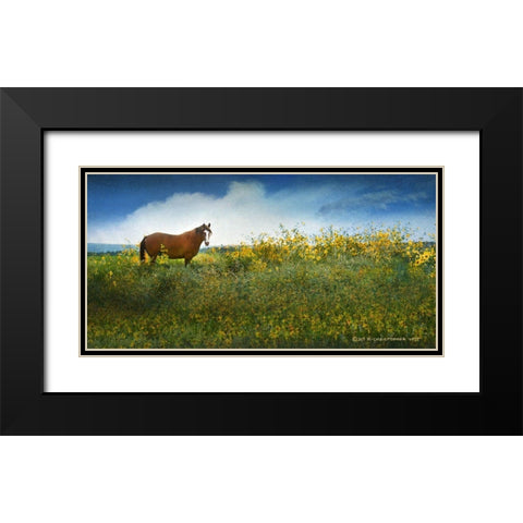 Horse in Flowers I Black Modern Wood Framed Art Print with Double Matting by Vest, Chris