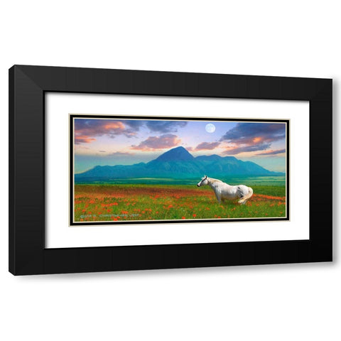 Horse in Flowers II Black Modern Wood Framed Art Print with Double Matting by Vest, Chris