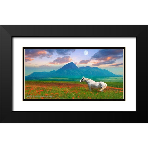 Horse in Flowers II Black Modern Wood Framed Art Print with Double Matting by Vest, Chris