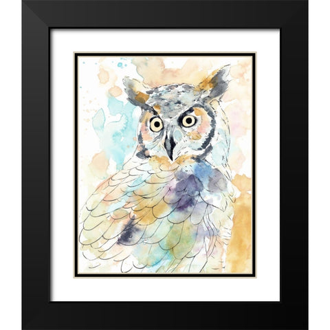 Owl Majestic II Black Modern Wood Framed Art Print with Double Matting by Warren, Annie