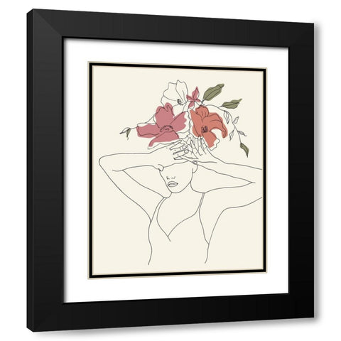 Blooming I Black Modern Wood Framed Art Print with Double Matting by Wang, Melissa