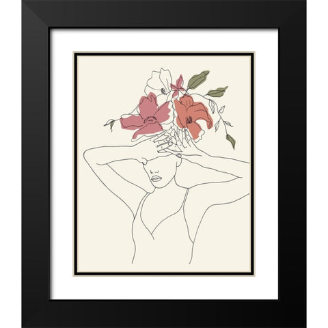 Blooming I Black Modern Wood Framed Art Print with Double Matting by Wang, Melissa