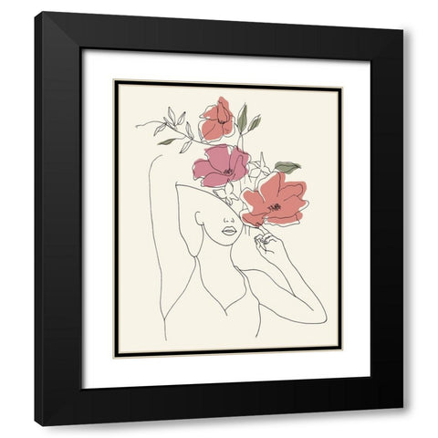 Blooming II Black Modern Wood Framed Art Print with Double Matting by Wang, Melissa