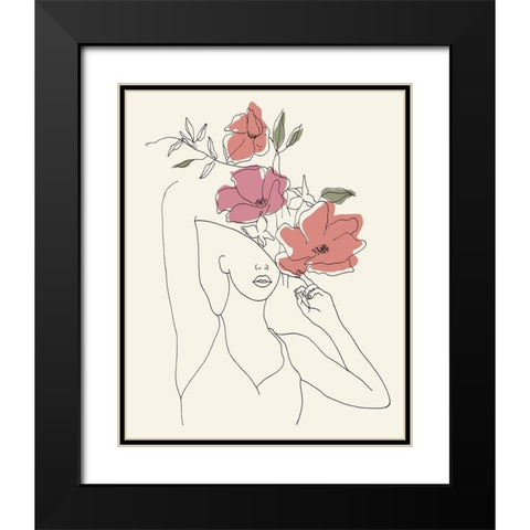 Blooming II Black Modern Wood Framed Art Print with Double Matting by Wang, Melissa