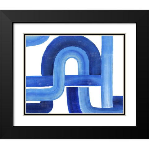 Woven Cobalt I Black Modern Wood Framed Art Print with Double Matting by Popp, Grace