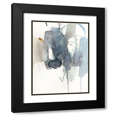 Indigo Splatter II Black Modern Wood Framed Art Print with Double Matting by Barnes, Victoria