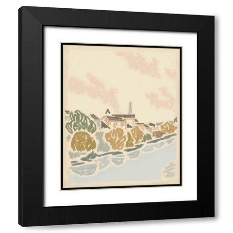 Paysage de Poitiers I Black Modern Wood Framed Art Print with Double Matting by Green, Jacob
